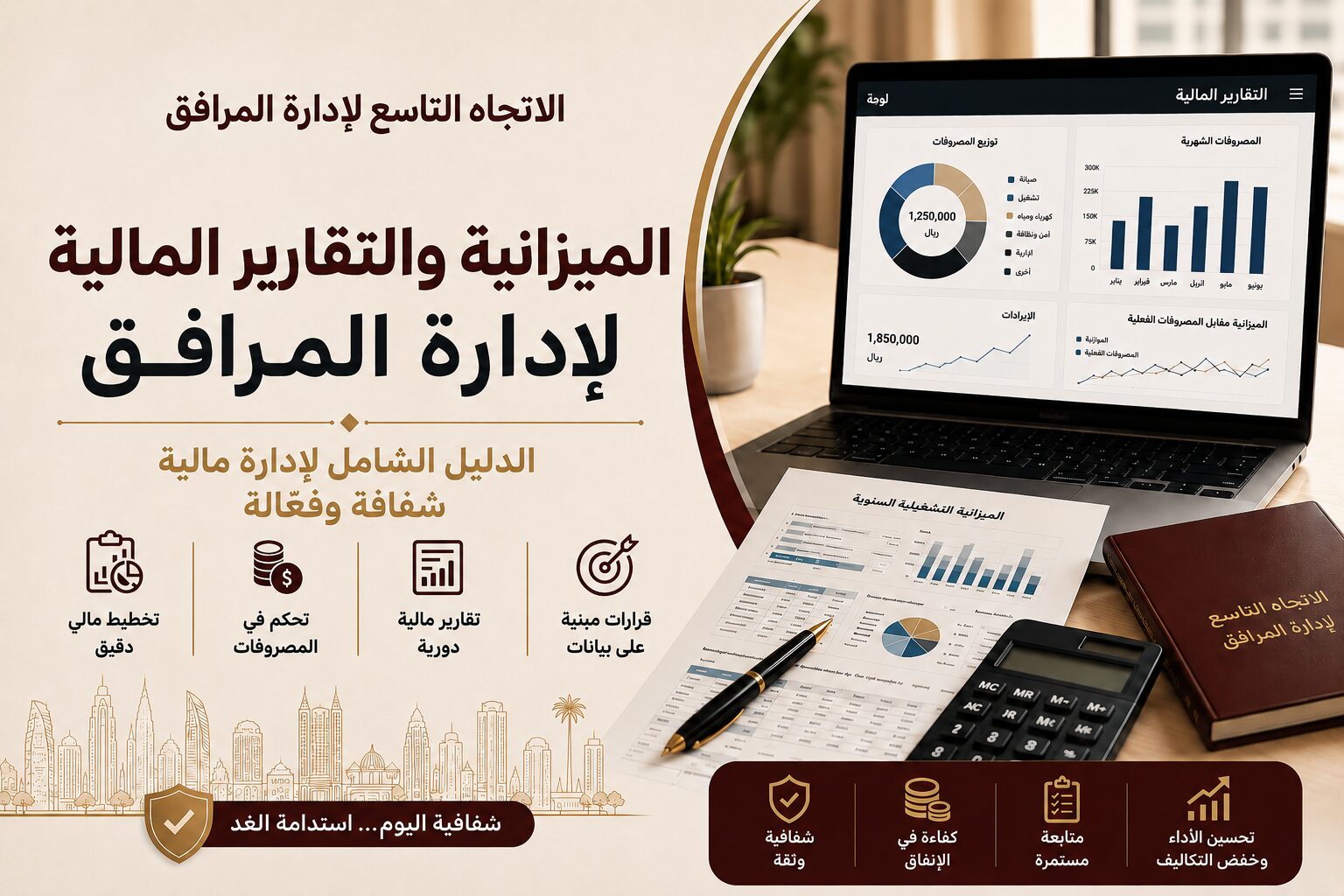 الميزانية والتقارير المالية لإدارة المرافق باستخدام لوحات تحليل مالي ورسوم بيانية لتخطيط المصروفات والإيرادات وتحسين كفاءة تشغيل المباني والمنشآت في السعودية.